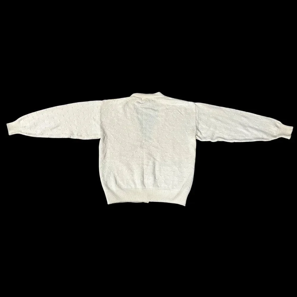 Vintage Cardigan Sweater Karen Scott USA Cotton Pale Yellow Womens Small 1980s - Picture 3 of 9